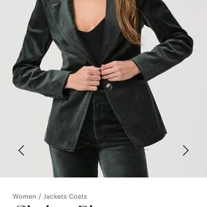 Paige Chelsee Blazer green velvet NWOT
